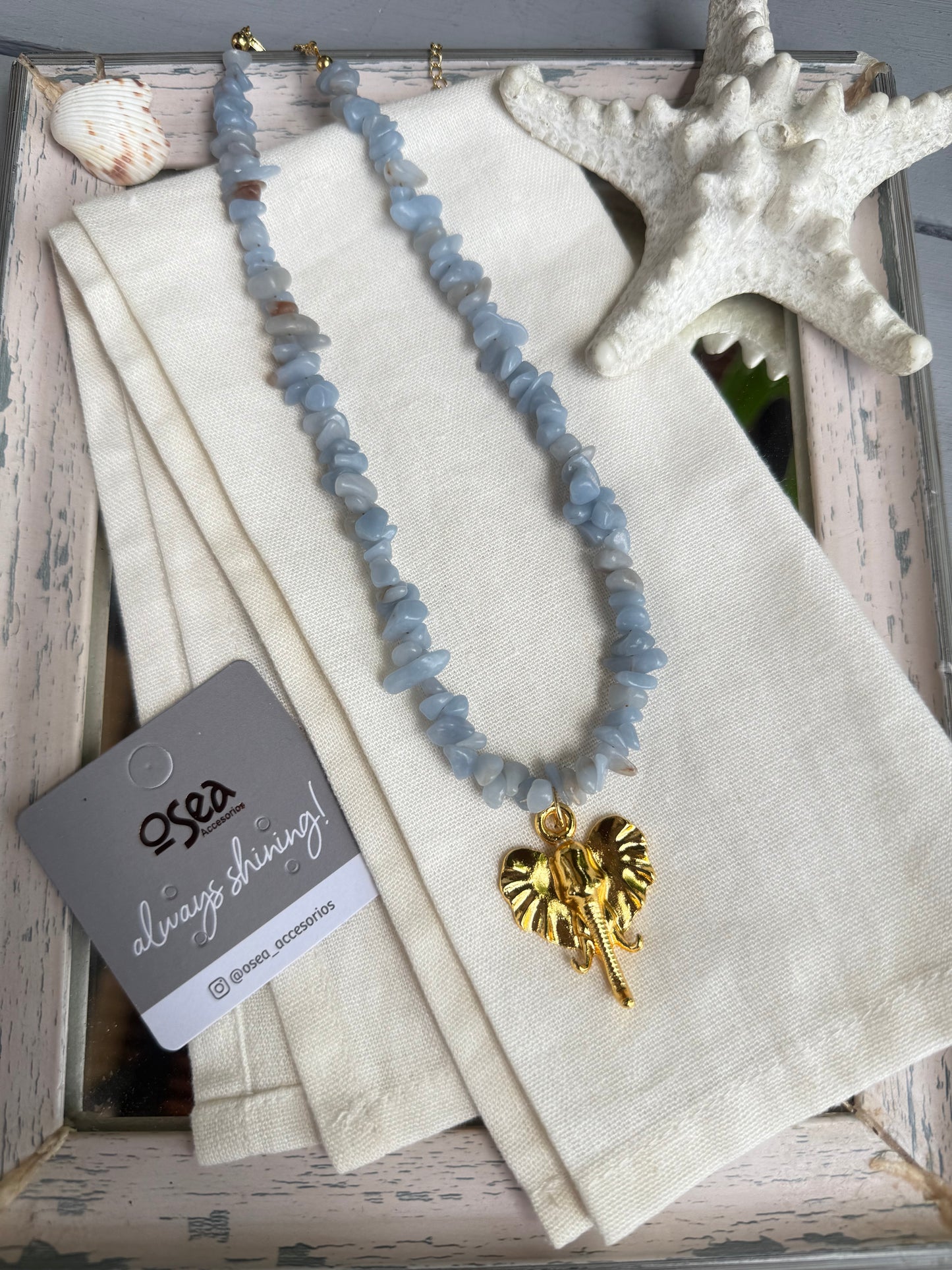 Collar elefante piedra natural