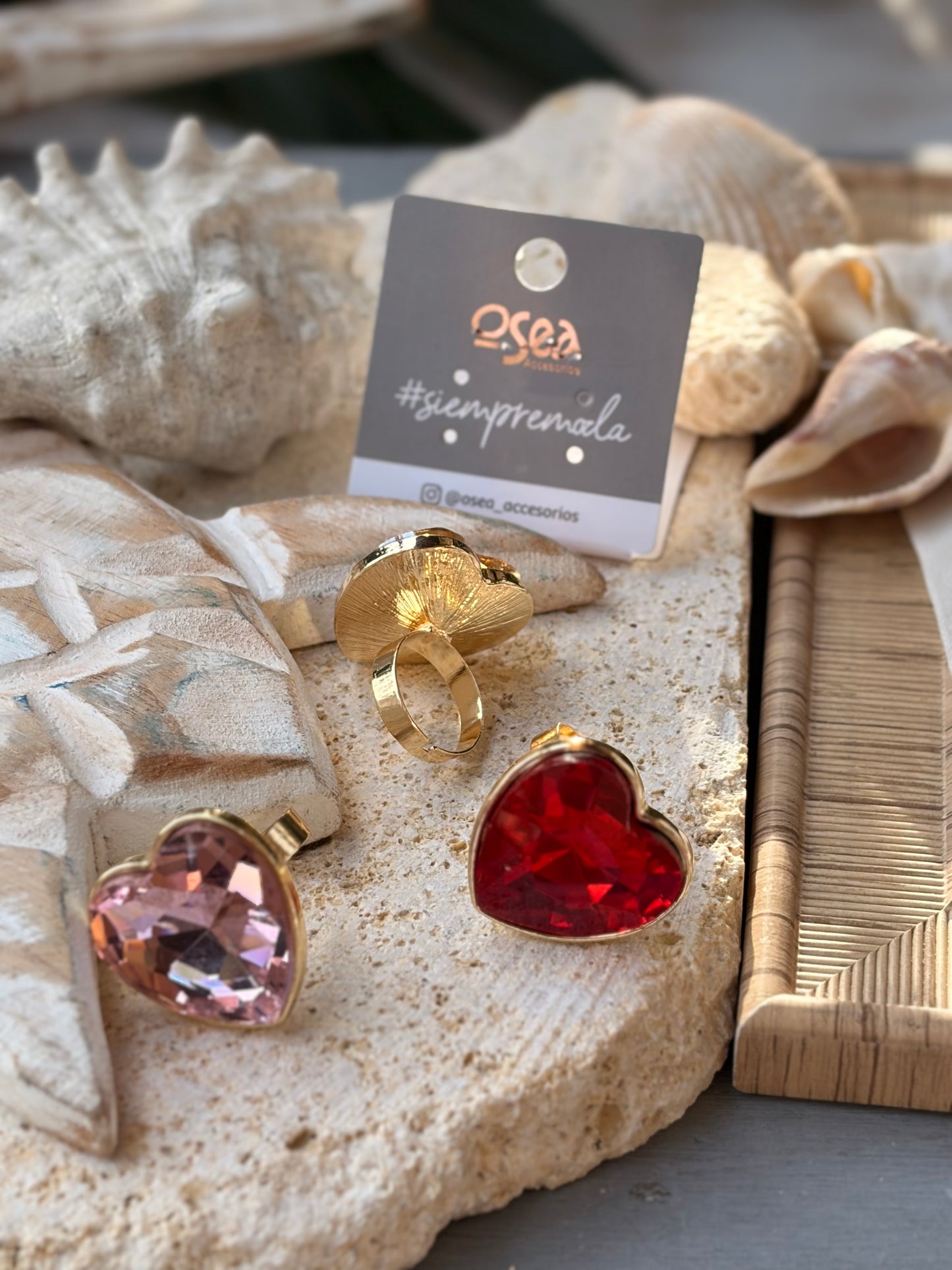Anillo piedra cristal corazón