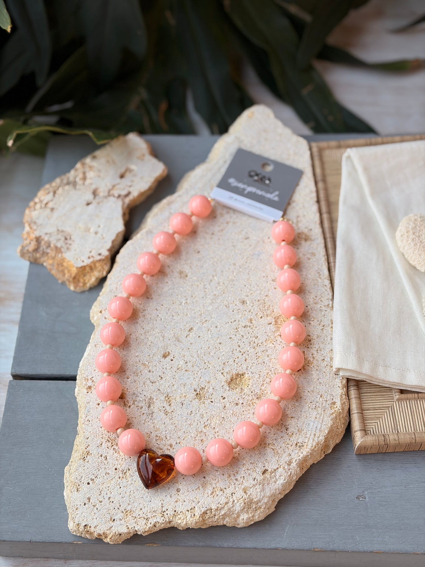 Collar bolas mandarina corazón degradé
