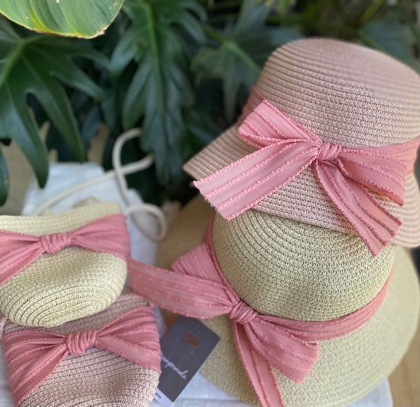 Set sombrero y bolso para niña cinta moño