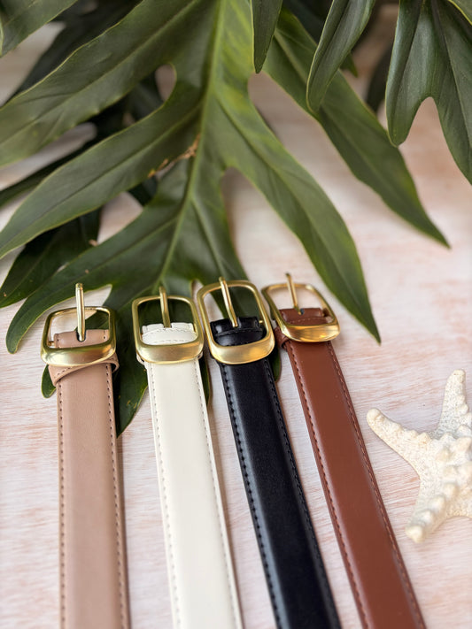 Correa de lujo sintético hebilla rectangular