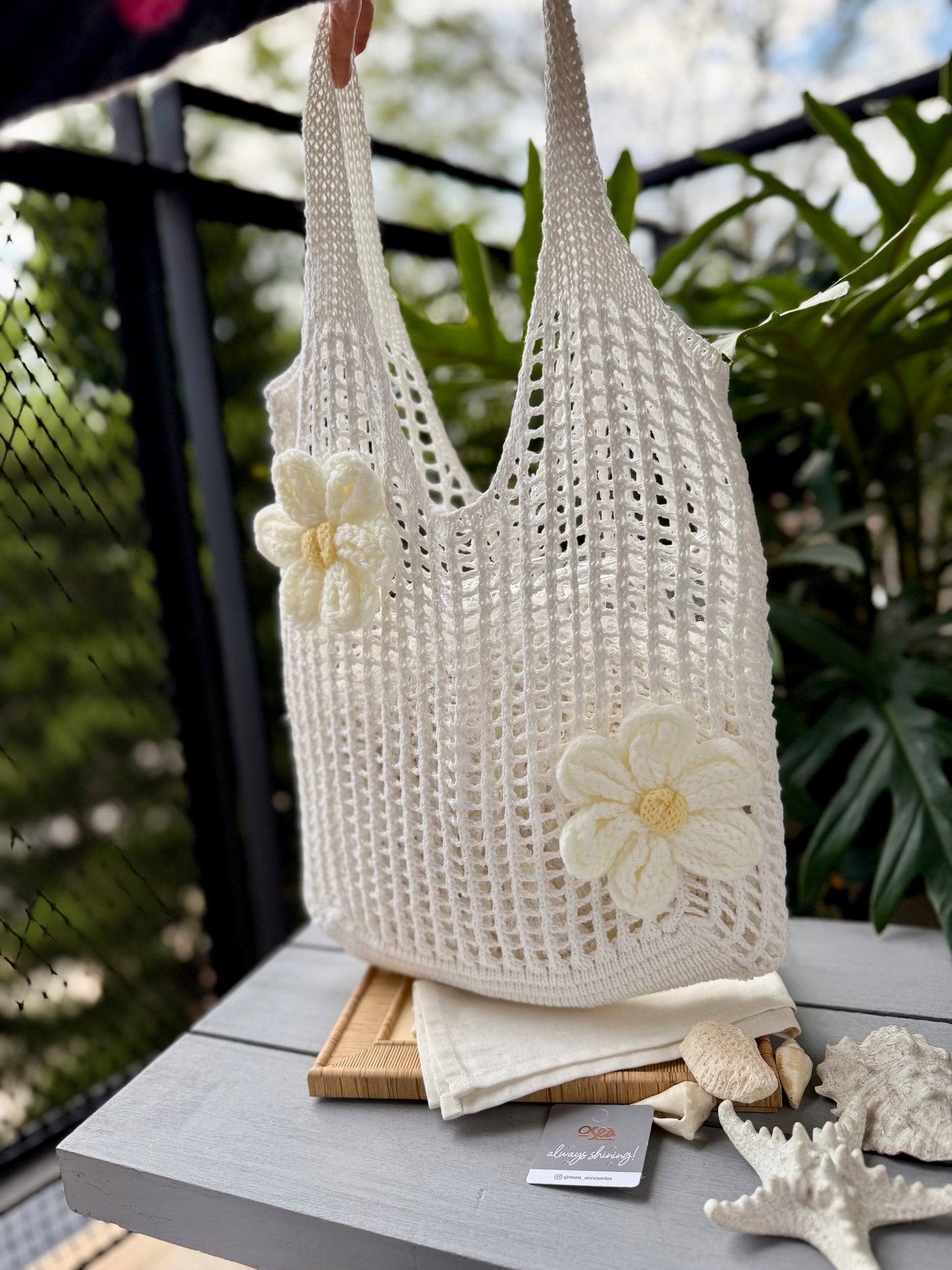 Bolso tejido flor