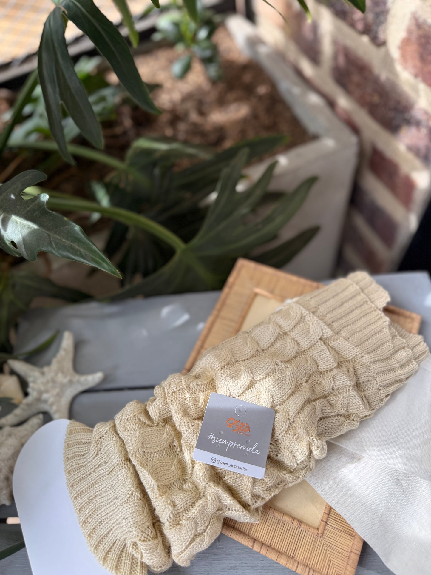 Medias calentadoras tejido trenzado