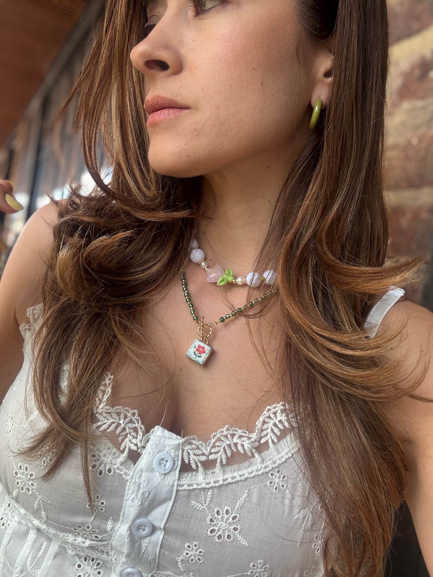 Collar doble flores