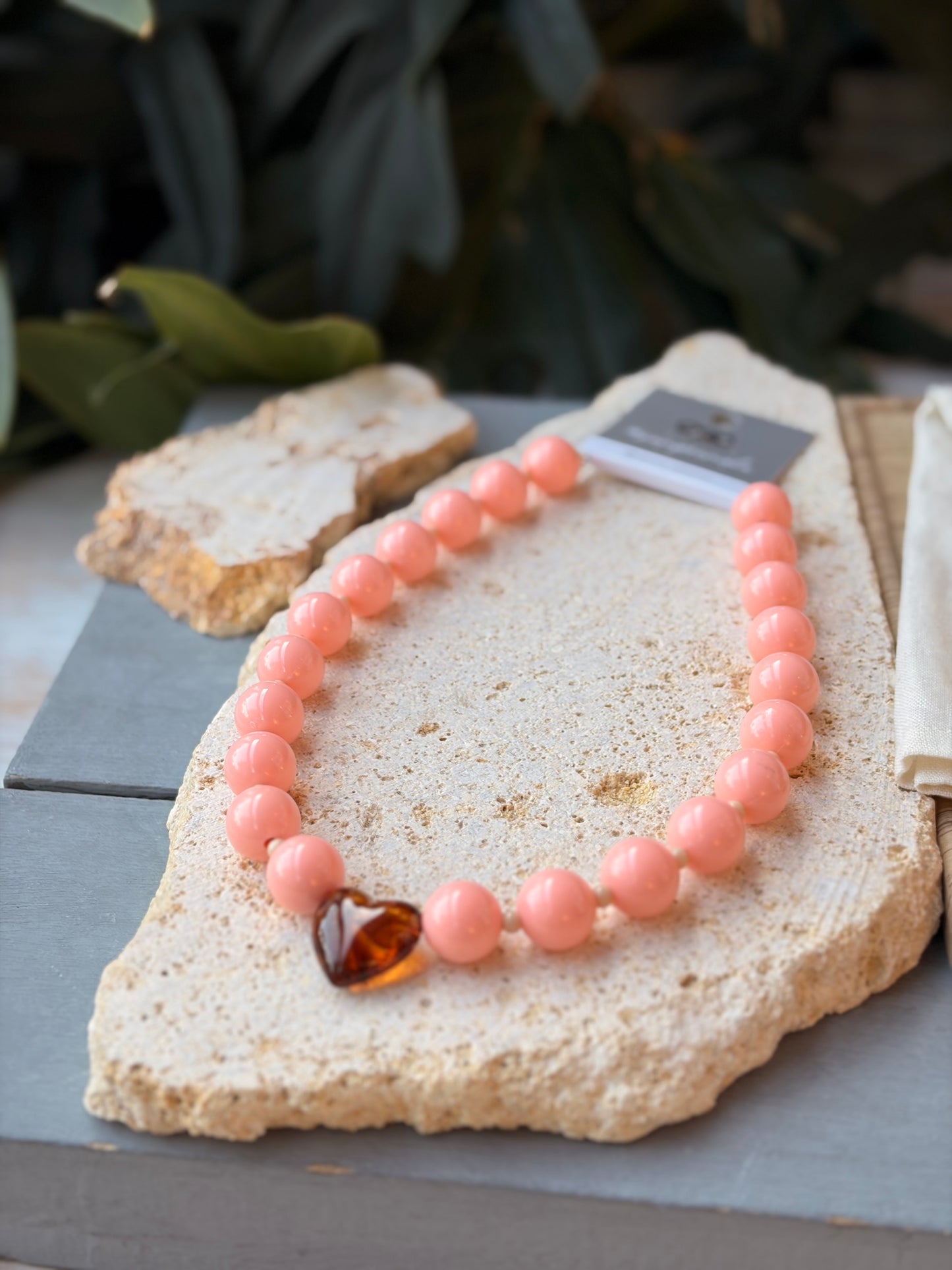 Collar bolas mandarina corazón degradé