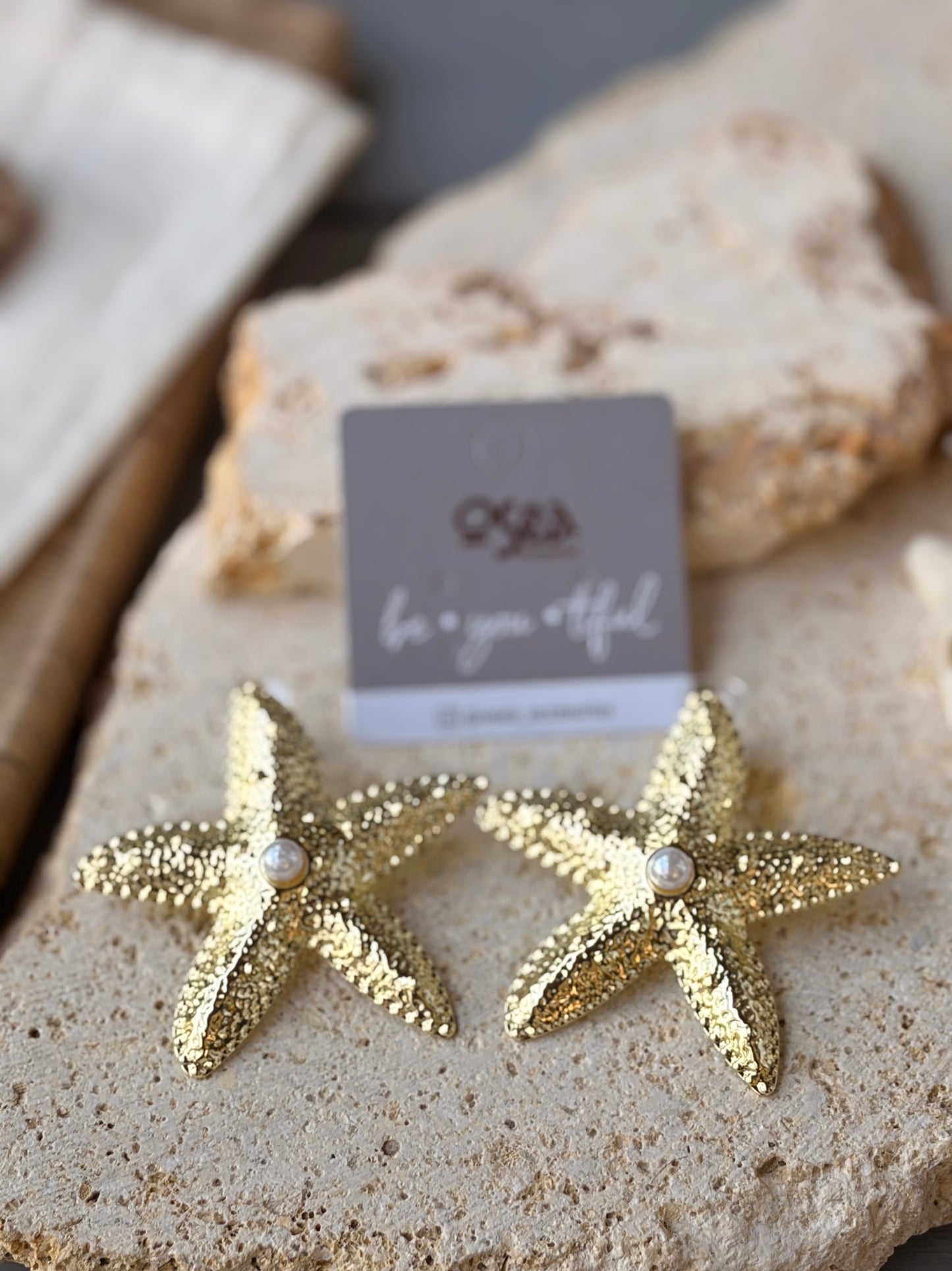 Aretes topos estrella golfied y perla