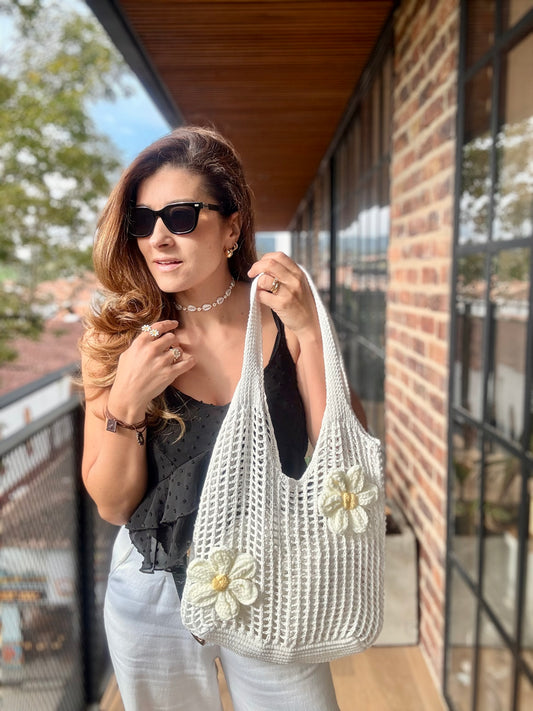 Bolso tejido flor