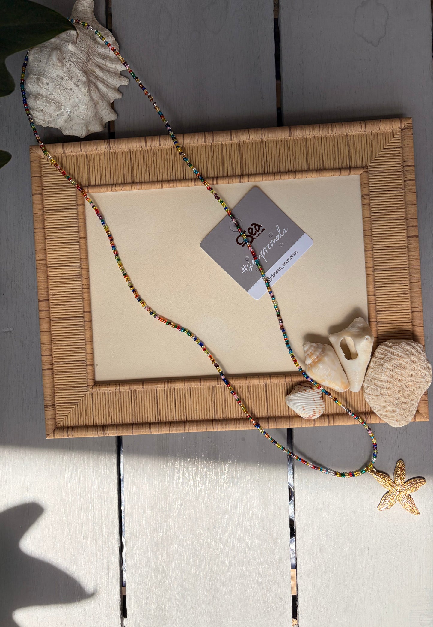 Collar largo mostacilla colores dije estrella