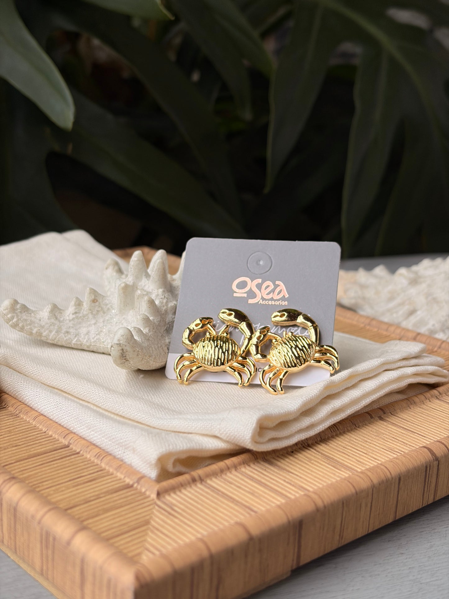 Topos textura de cangrejo mediano baño oro 24k