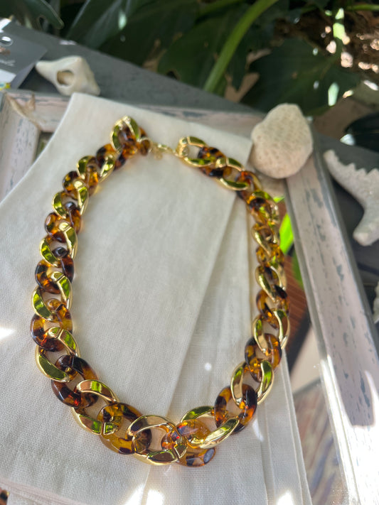 Collar corto eslabones animal print