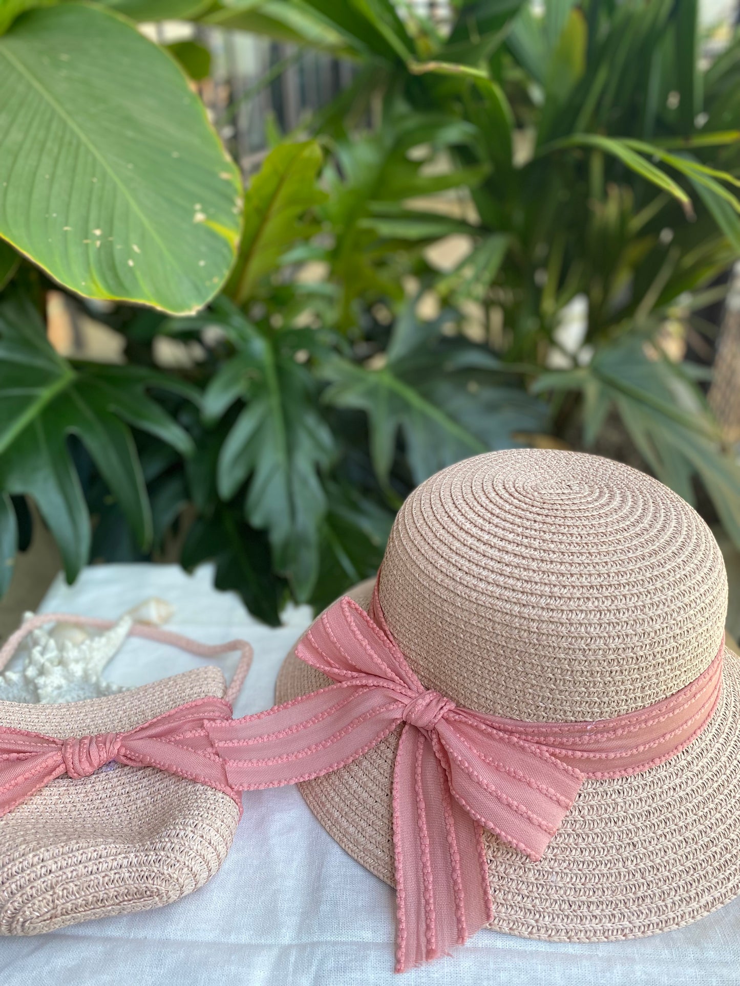 Set sombrero y bolso para niña cinta moño