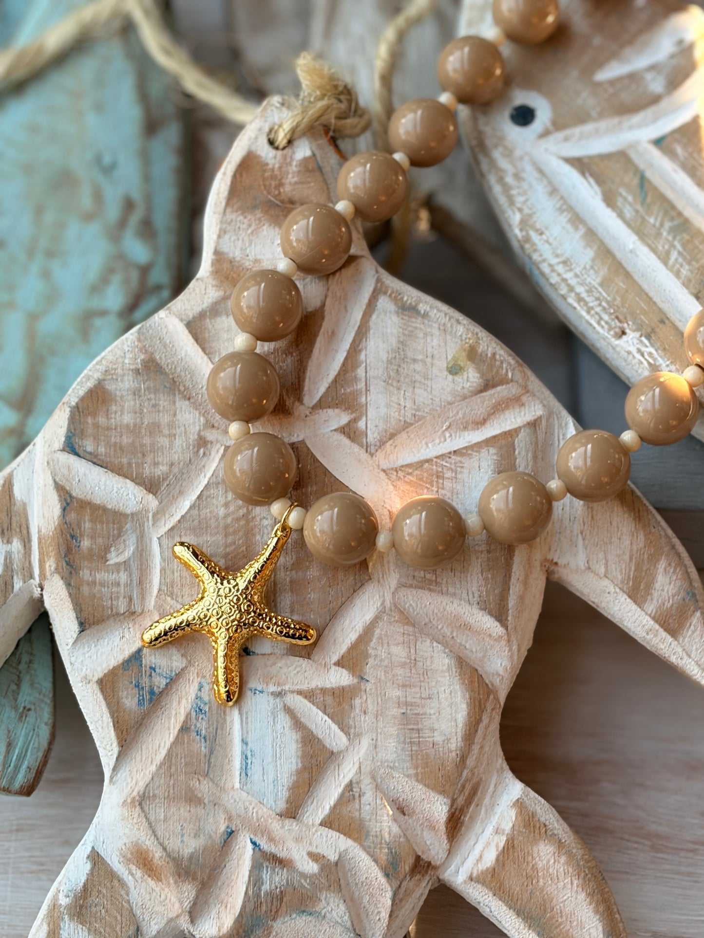 Collar bolas caqui dije estrella 24k