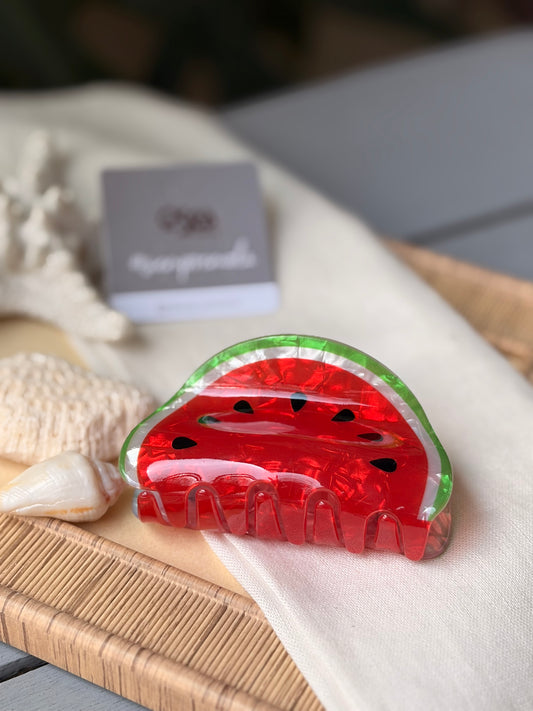 Caimán hair clip sandía tipo nácar