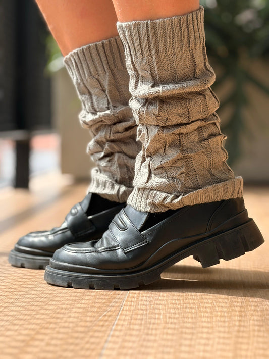 Medias calentadoras tejido trenzado