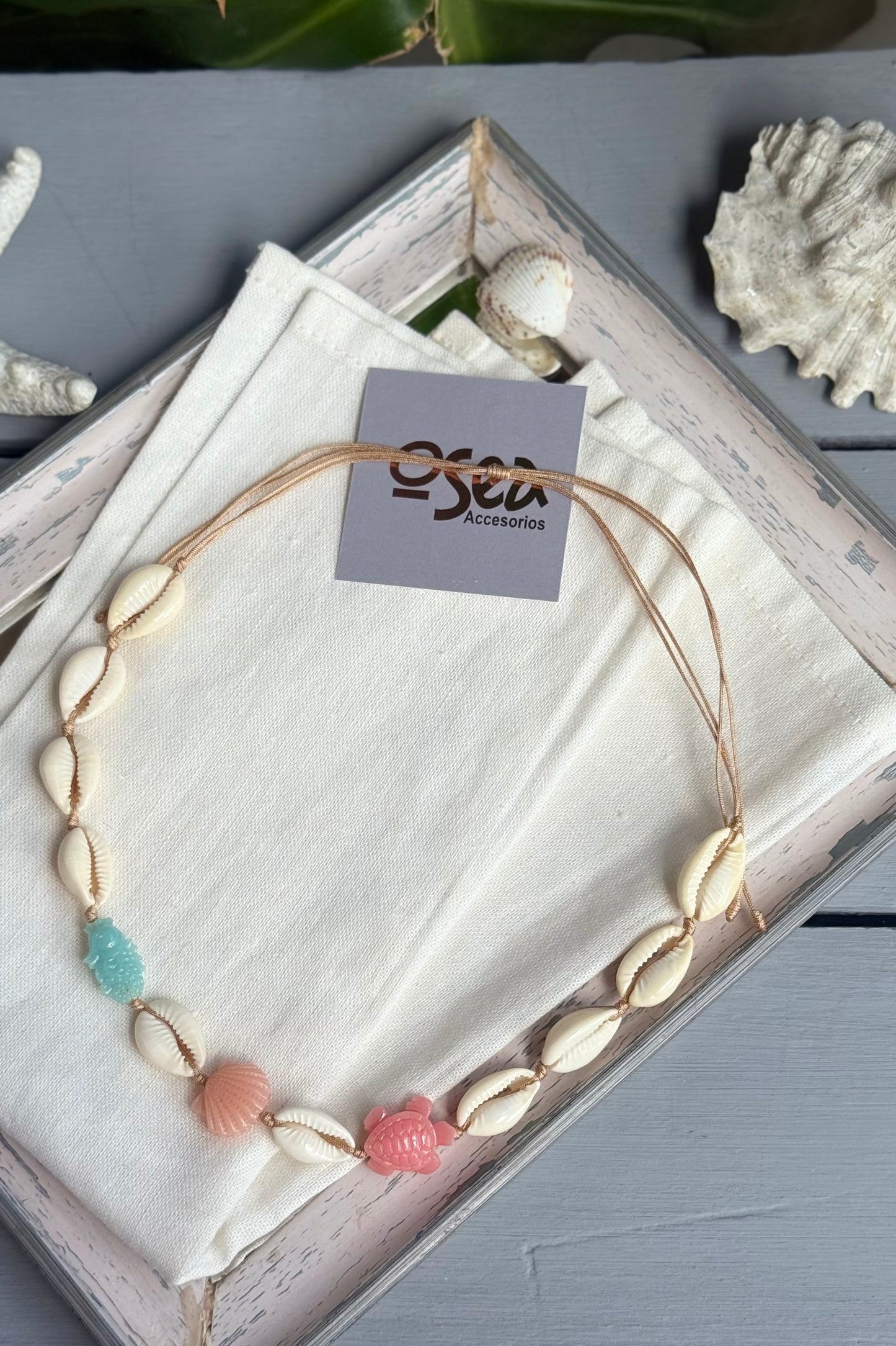 Choker conchas dijes mar en pasta
