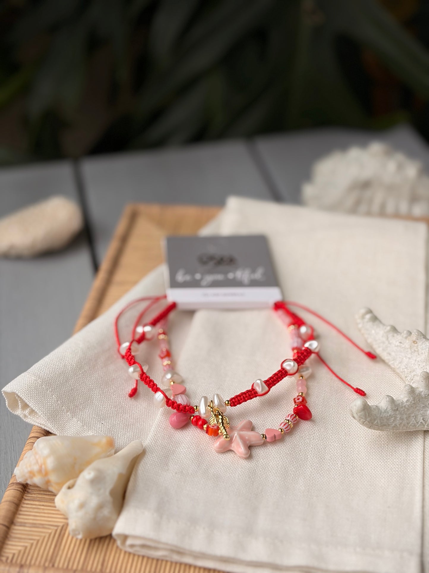 Tobillera hilo doble dije estrella de mar