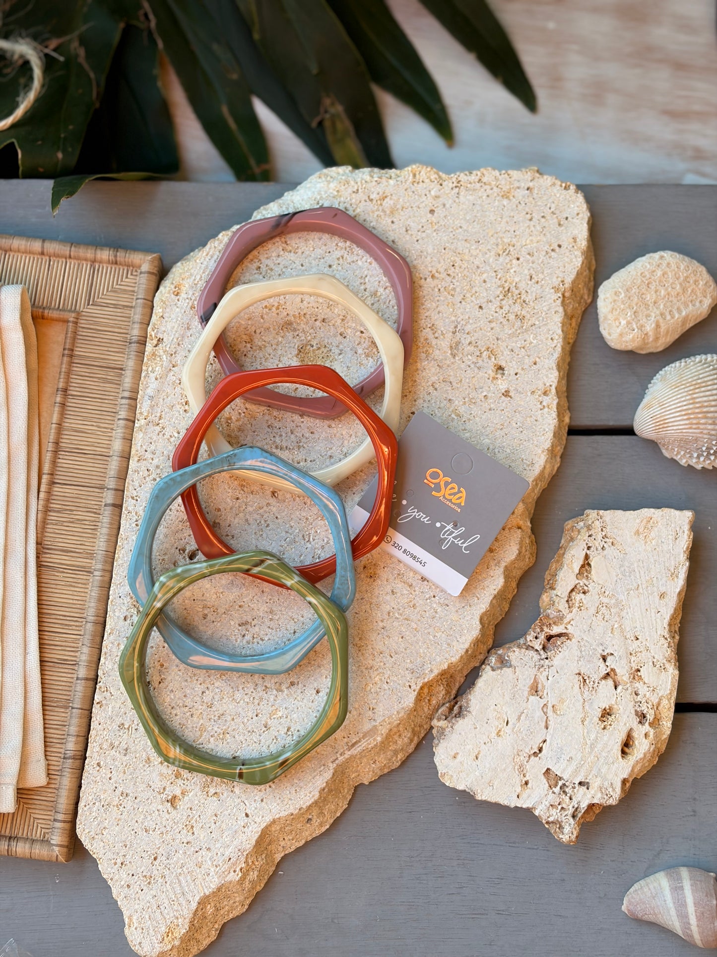 Pulsera resina geométrica 7 lados