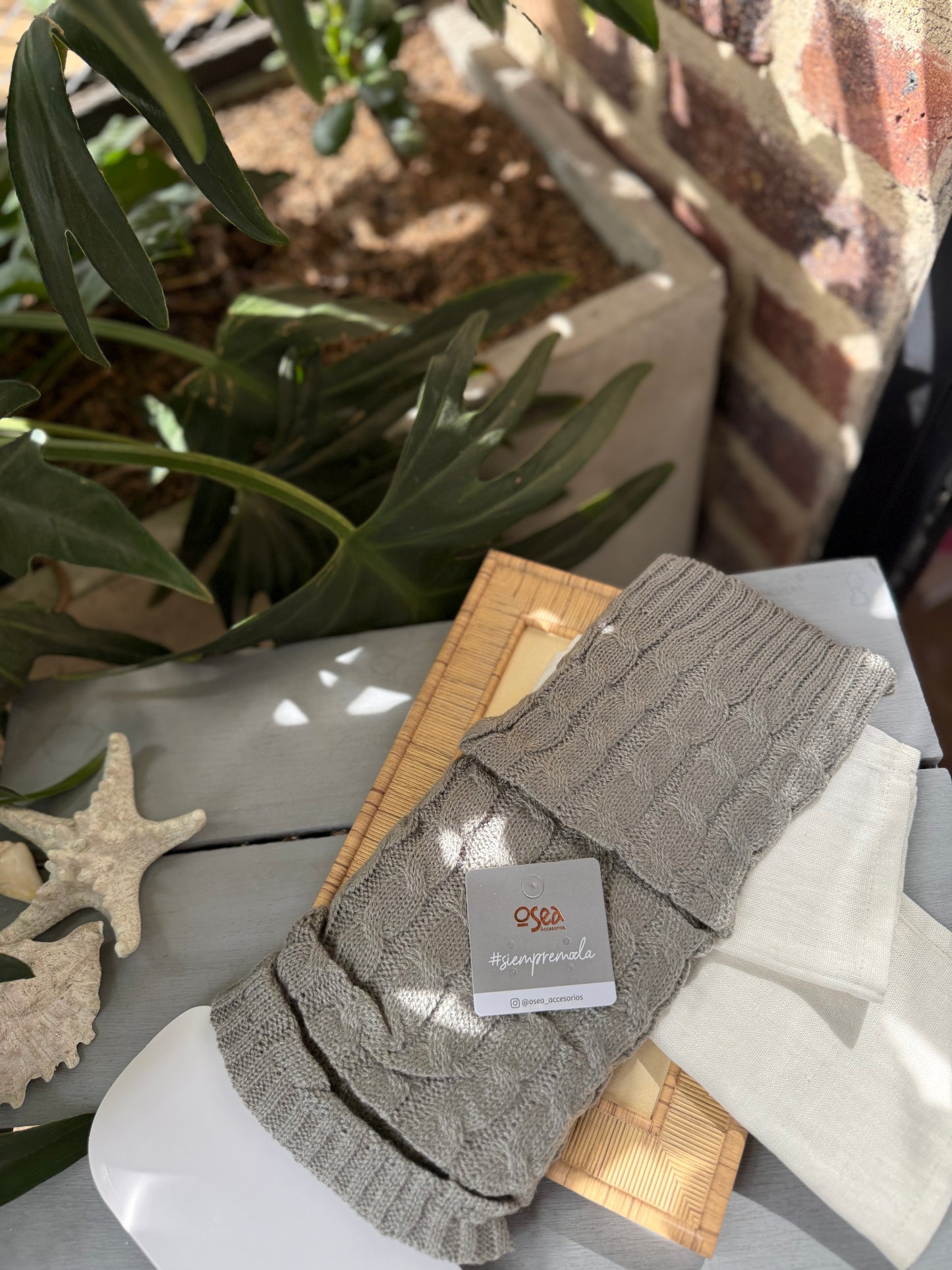 Medias calentadoras tejido trenzado