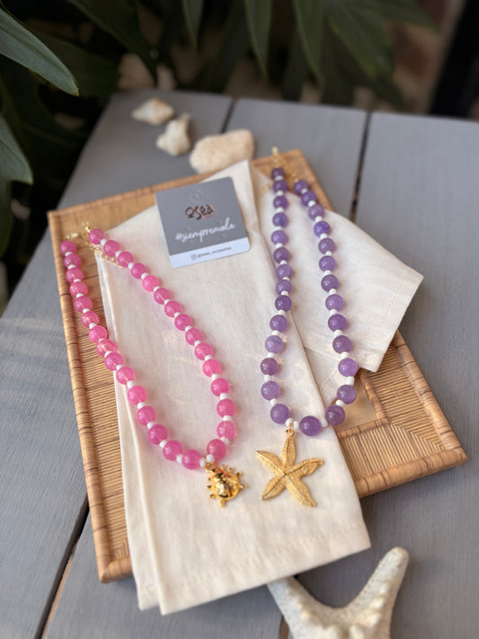 Collar bolas cristal y dije animales