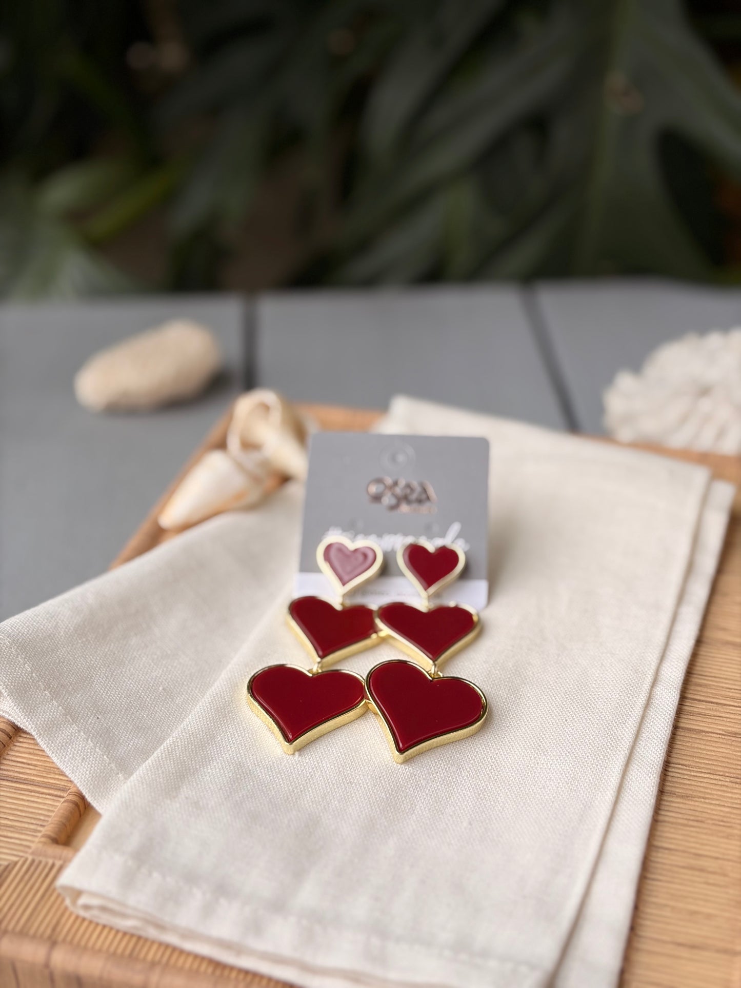 Aretes rodinados triple corazón