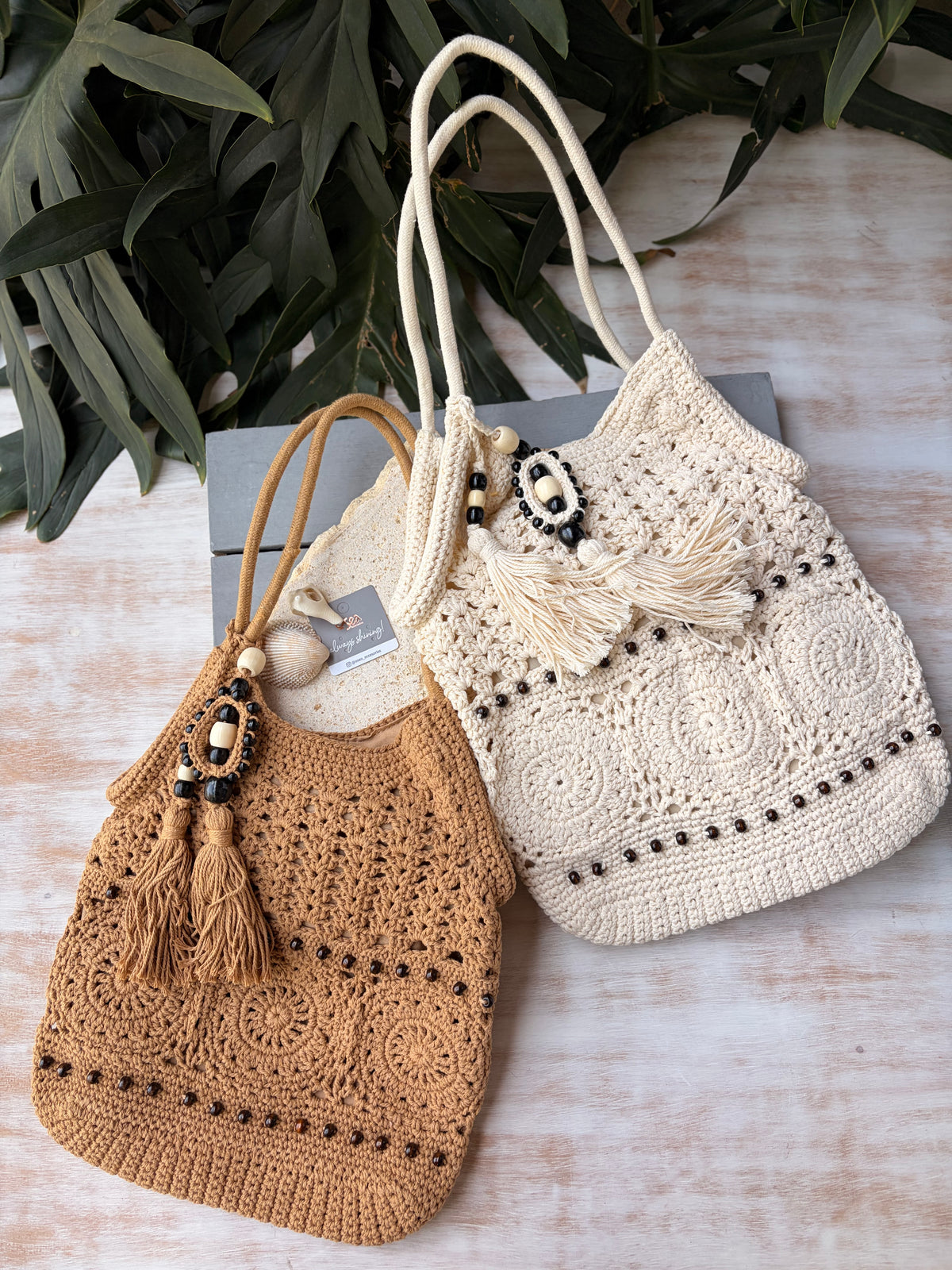 Bolso tejido macramé hilo de algón
