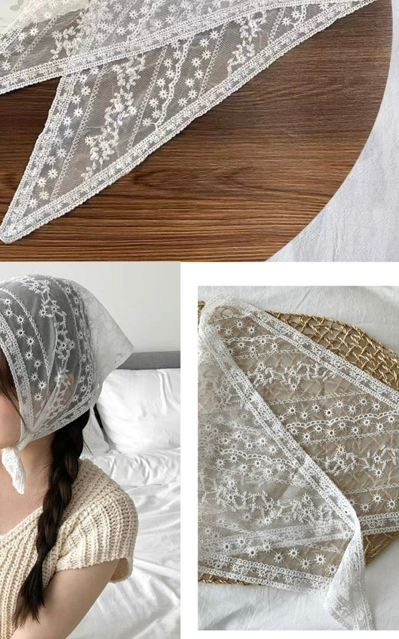 Pañoleta triangular tul bordadad