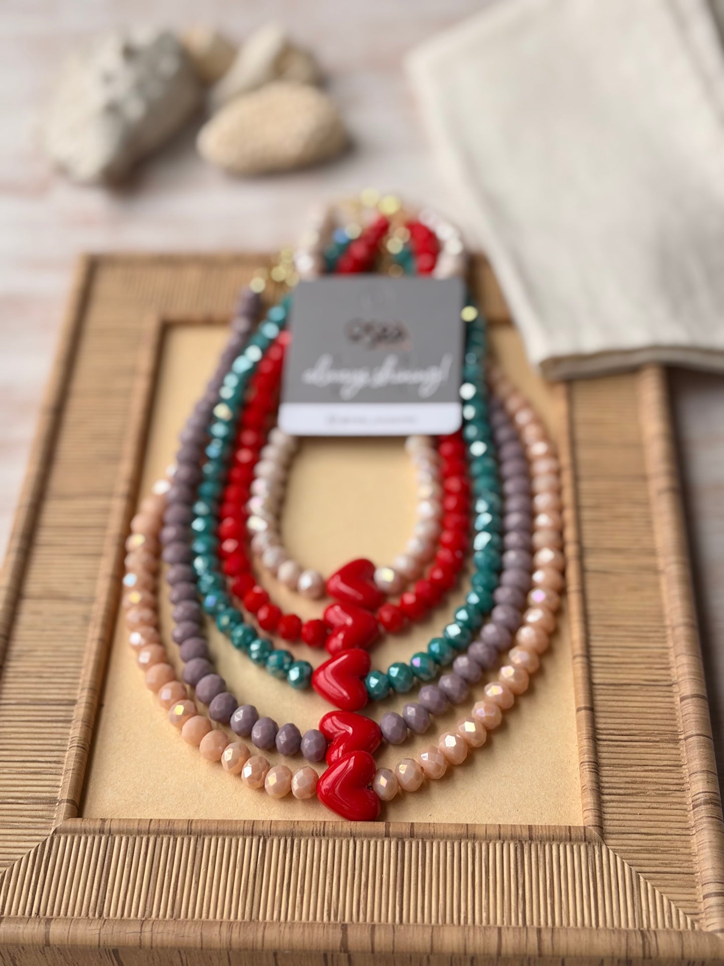 Collar corto murano y dije corazón