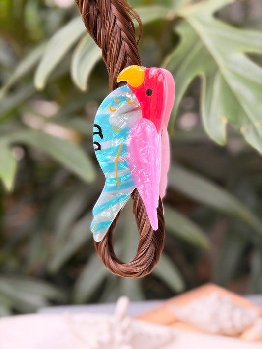 Caimán hair clip loro multicolor tipo nácar