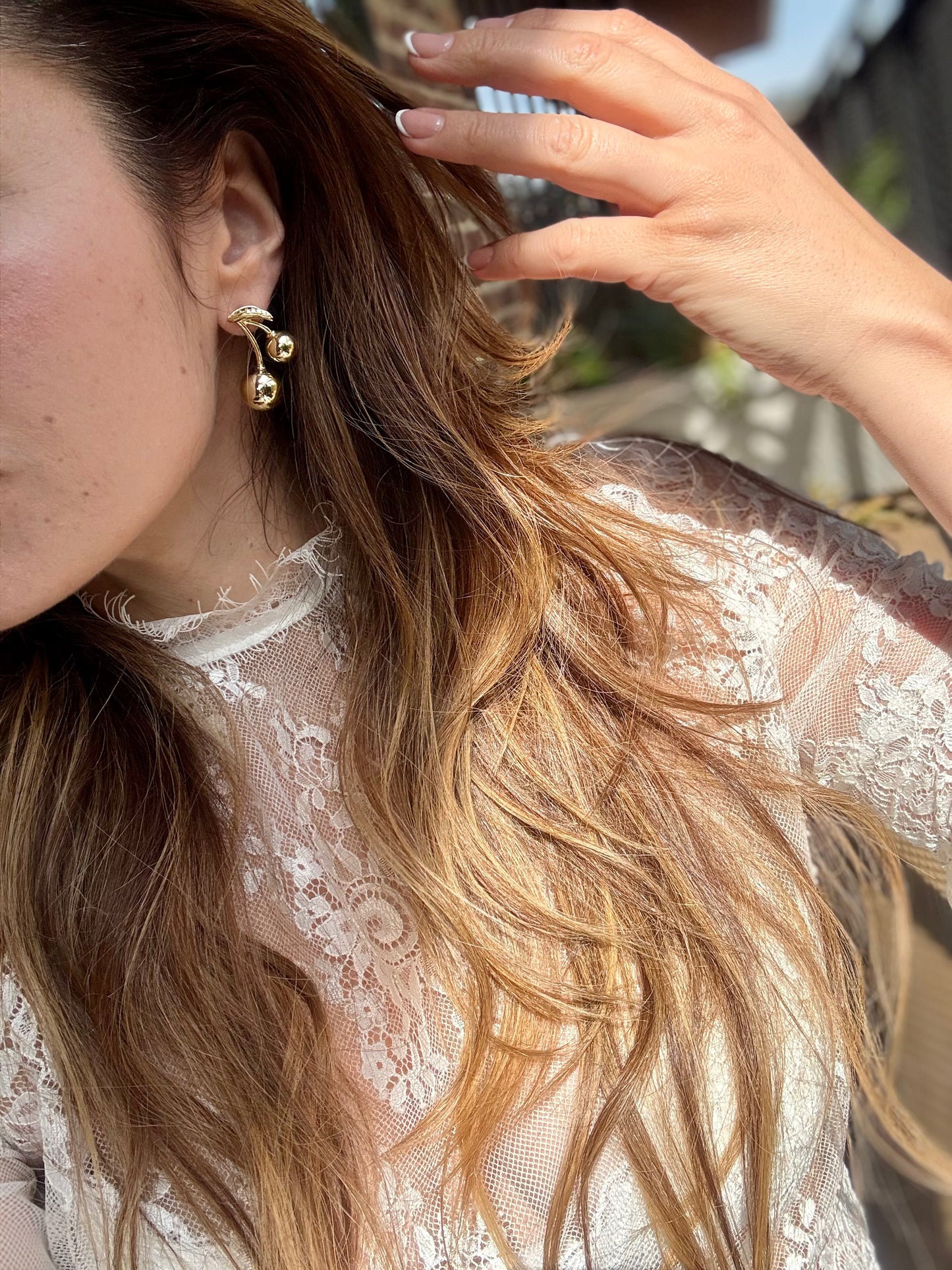 Aretes en topo rodinados de cerezas