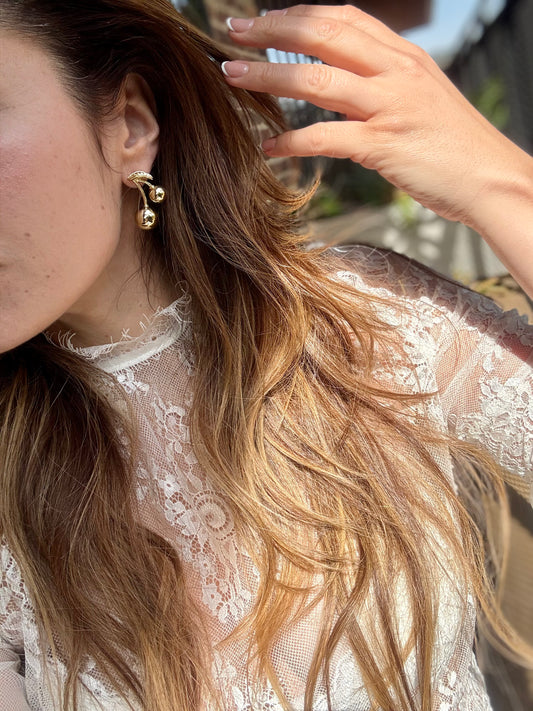 Aretes en topo rodinados de cerezas