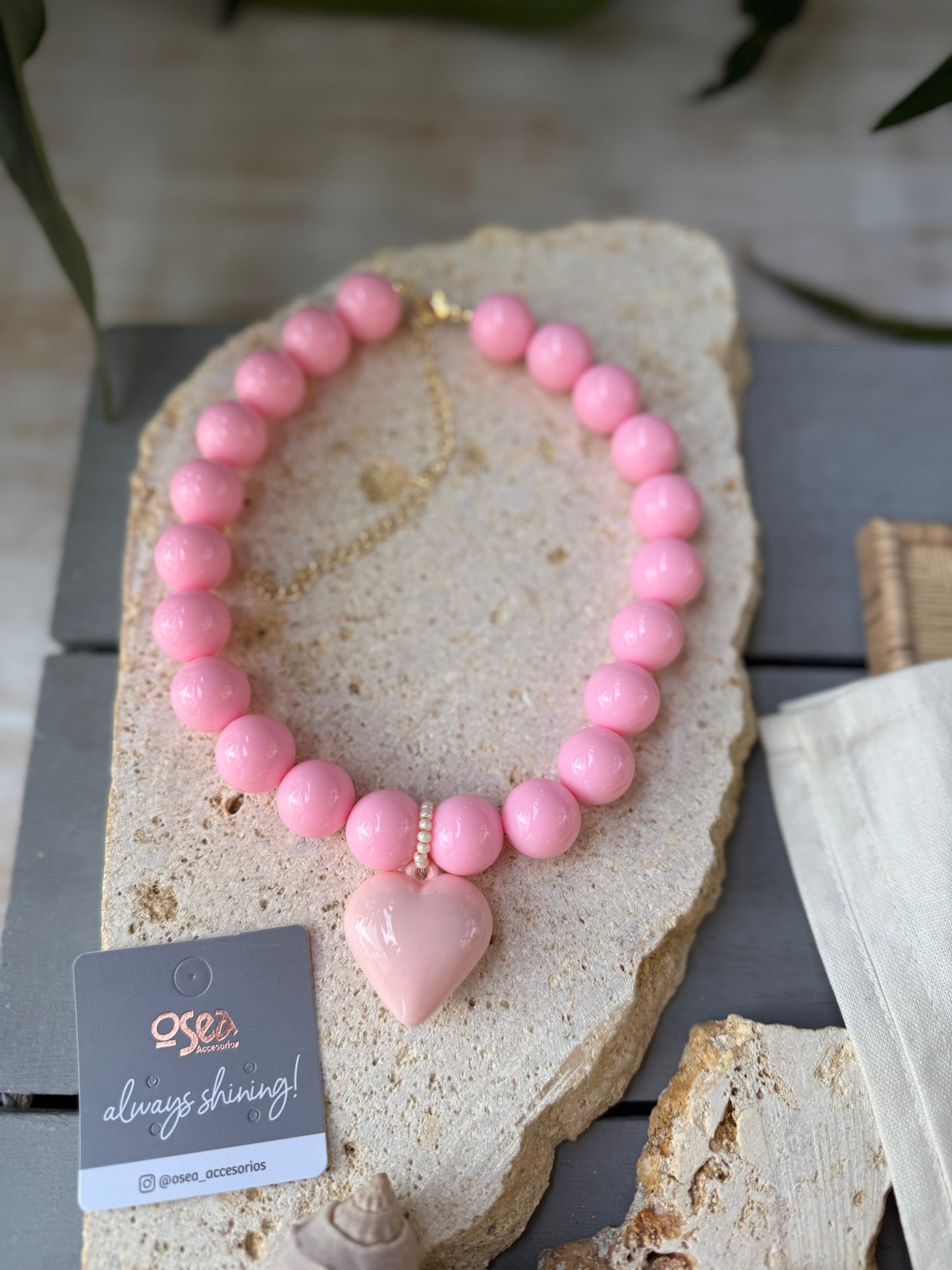 Collar bolas dije corazón