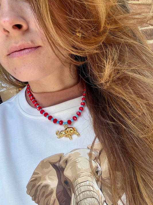 Collar rojo dije elefante