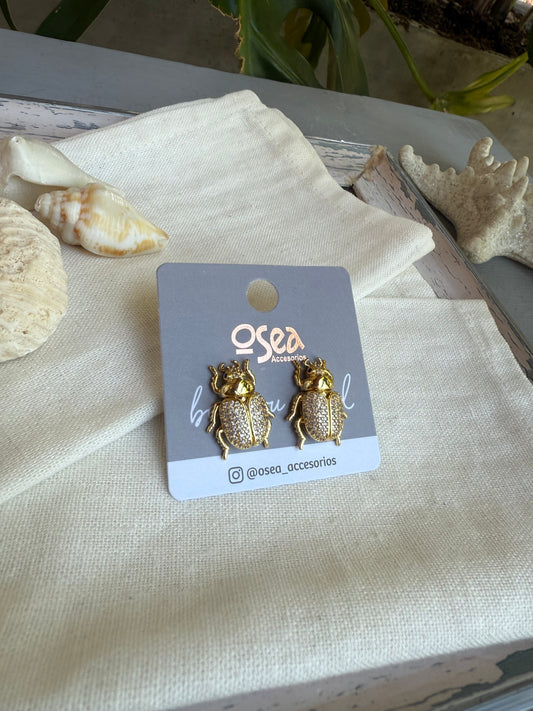 Arete cucaron rodinado con piedras
