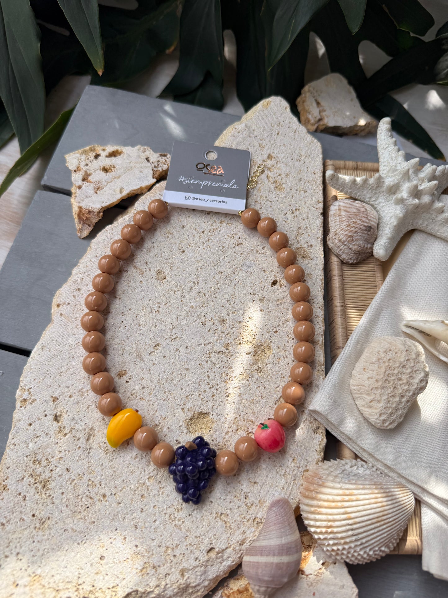 Collar bolas medianas y frutas 🍇 🍎🥭
