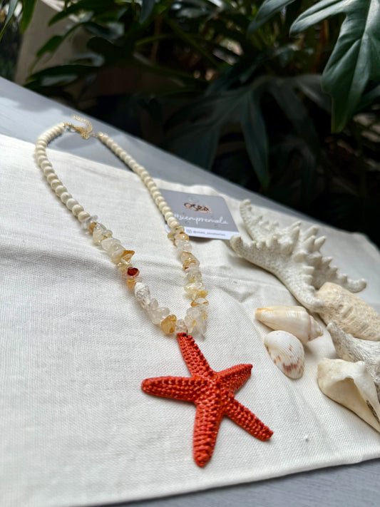 collar piedra picada dije estrella mar colores