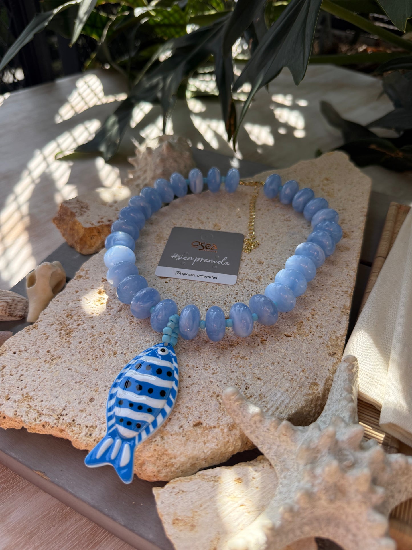 Collar donas y pez azul