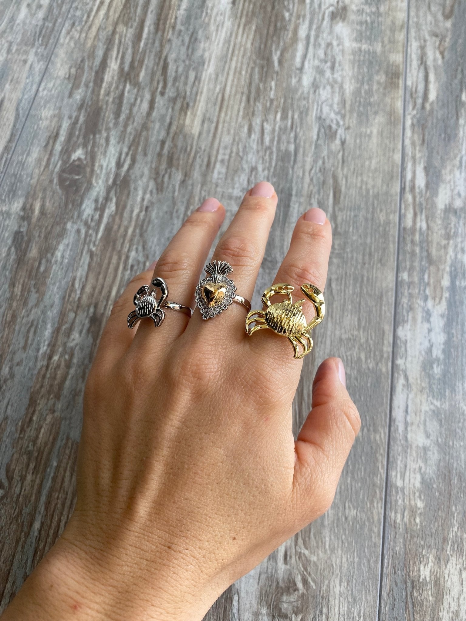 Anillo de cangrejo en oro golfied - Osea accesorios
