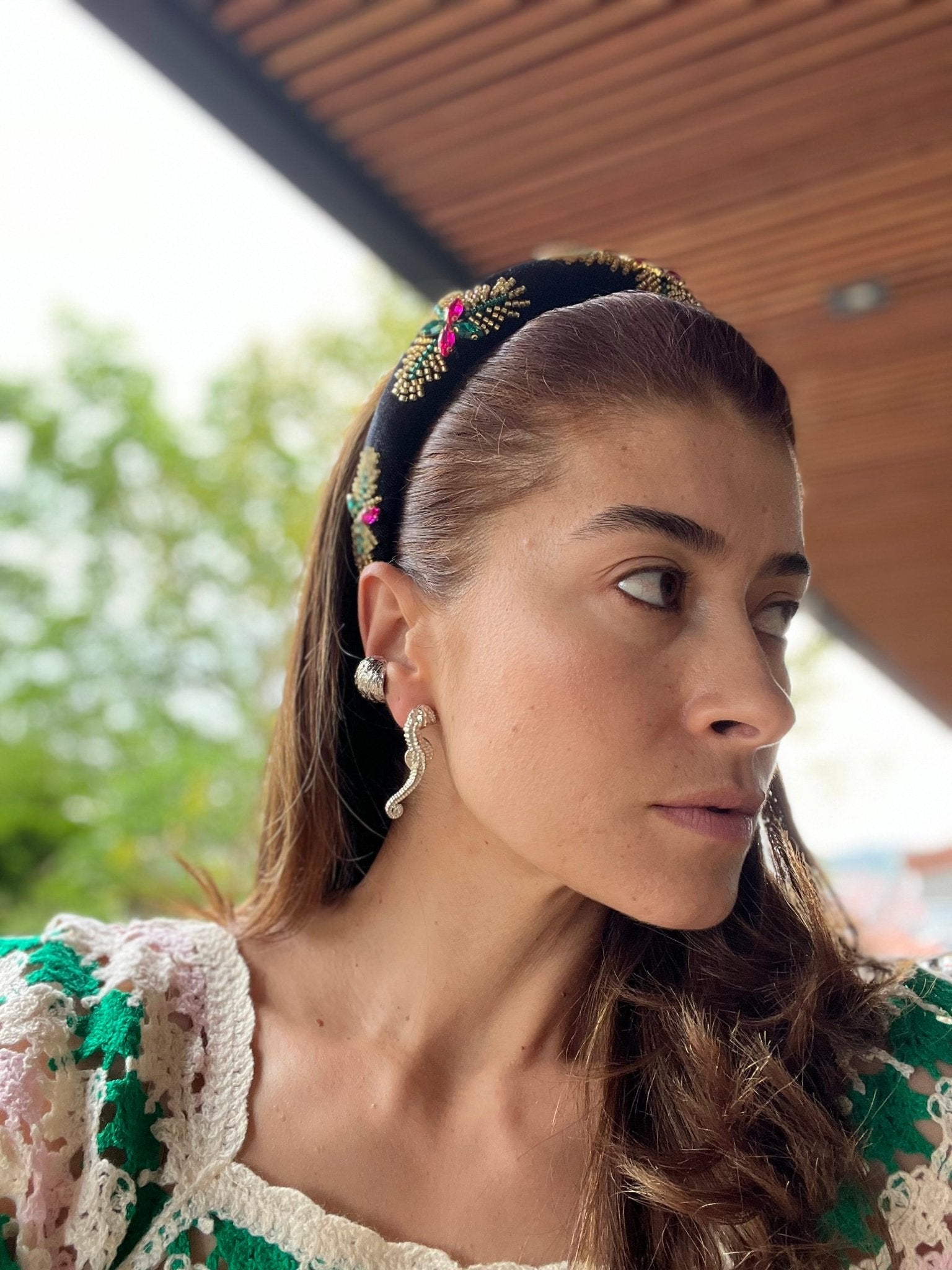 Arete en topo con forma de caballitos de mar - Osea accesorios